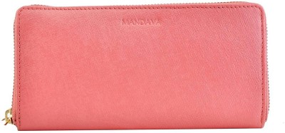 MANDAVA Women Travel, Evening/Party, Casual, Trendy Pink Genuine Leather Wallet(6 Card Slots)