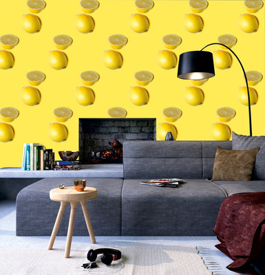 Print Panda Abstract Yellow Wallpaper(325 cm x 40 cm)