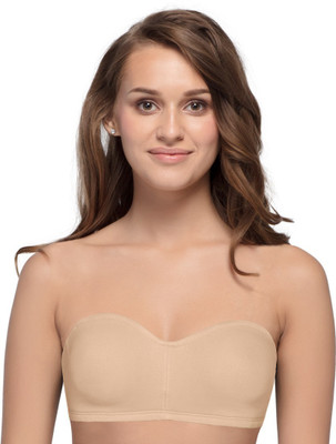 Enamor Wirefree A019 Perfect Shaping Cotton Strapless Women Bandeau/Tube Non Padded Bra(Beige)