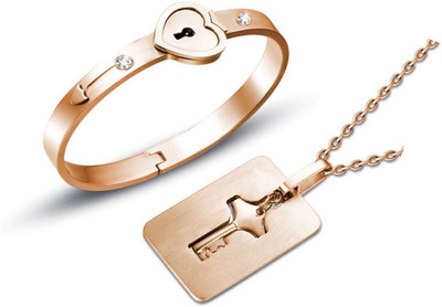 Maaword Stainless Steel Silver Rose Gold Jewellery Set(Pack of 1)
