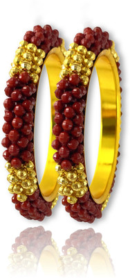 Jewelopia Alloy Pearl Gold-plated Bangle Set(Pack of 2)