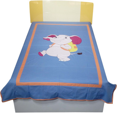 Hugs N Rugs 200 TC Cotton Single Embroidered Flat Bedsheet(Pack of 1, Multicolor)