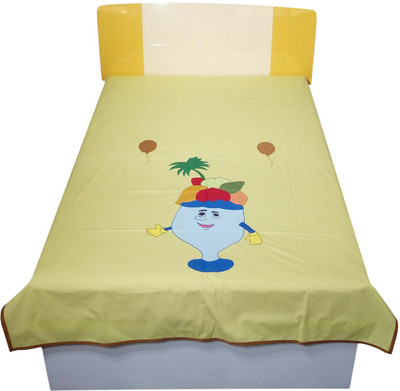Hugs N Rugs 200 TC Cotton Single Embroidered Fitted (Elastic) Bedsheet(Pack of 1, Multicolor)