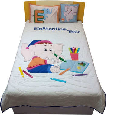 Hugs N Rugs Cotton Single Sized Bedding Set(Multicolor, 1 Comforter 1 Cushion 1 Pillow)