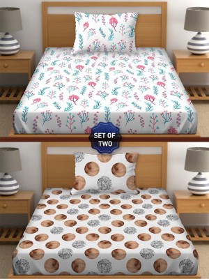 BELLA CASA 250 TC Cotton Single Printed Flat Bedsheet(Pack of 1, Multicolor)