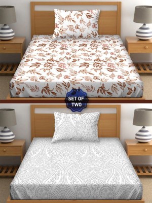 BELLA CASA 250 TC Cotton Single Floral Flat Bedsheet(Pack of 1, Multicolor)