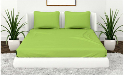 Desix 251 TC Microfiber Double Solid Flat Bedsheet(Pack of 1, Green)