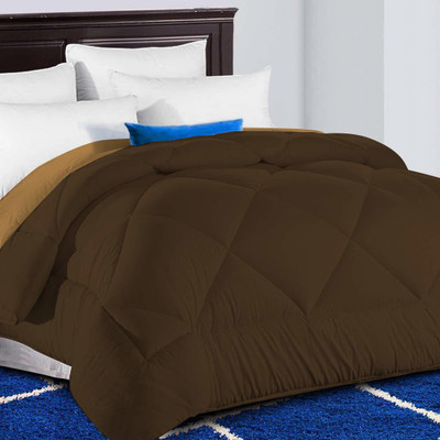 DORISTYLE Solid Double Comforter for  Heavy Winter(Poly Cotton, Brown & Mustard)