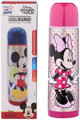SKI Homeware by Ski Homeware Disney Mickey Minnie Vacuum Insulated Double-Wall Steel Bullet Flask 500ml Bottle 500 ml Flask(Pack of 1, Pink, Steel)