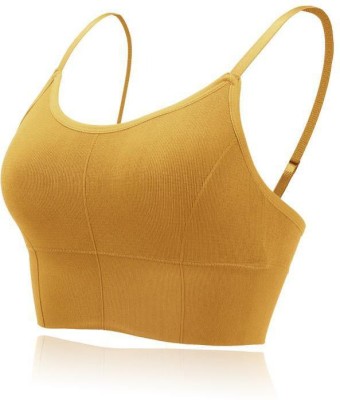 Qufrozy Women Sports Lightly Padded Bra(Yellow)