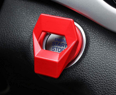 JAINFAM Car Engine Start Stop Button Cover Push to Start Button Ignition Cover Anti-Scratch,Switch Protection,Lambo Style Decoration Ring (Red) Engine Start/Stop Button