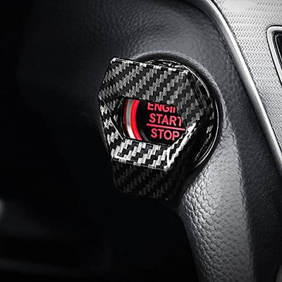 JAINFAM Carbon Black (Metal) Car Engine Start Stop Switch Lambo Style Button Cover Decorative Auto Accessories Push Button Sticky Cover Car Interior Engine Start/Stop Button