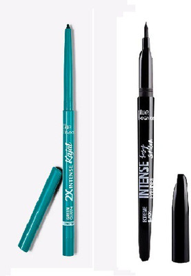 BLUE HEAVEN Intense green queen kajal with Intense eyeliner easy sketch(2 Items in the set)