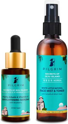 Pilgrim Pore Care Kit For Pore Tightening & Cleansing | Alpha Arbutin & Vitamin C Serum 30 ml & Alcohol Free Face Mist & Toner 100ml | Reduces Open Pores | For Combination Oily Acne Prone Sensitive Skin | For Men & Women