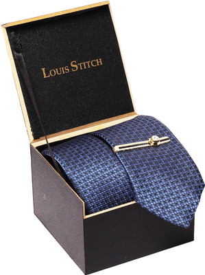 LOUIS STITCH Silk Tie Pin Set(Blue)