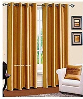 jim-Dandy 152.1 cm (5 ft) Polyester Semi Transparent Window Curtain (Pack Of 2)(Plain, GOLDEN)