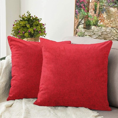 Bluegrass Plain Cushions Cover(Pack of 2, 40 cm*40 cm, Maroon)
