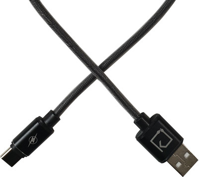 KnapSnap USB Type C Cable 3.5 A 1 m Nylon-Braided DC-TC3.5A(Compatible with All Type C compatible devices, Black, Silver, One Cable)