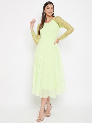 HELLO DESIGN Women A-line Light Green Dress