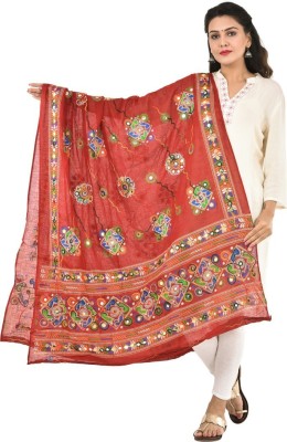 SATGURU COLLECTION Cotton Blend Embroidered Women Dupatta