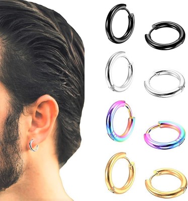 Karishma Kreations Mens Women girls boys Valentine Multi Hoop Bali earrings combo stylish design Metal Hoop Earring