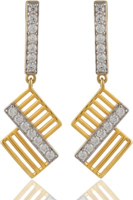 Femme Jam 925 Sterling Silver Zirconia Crystal Gold Plated Dangler Drop Earrings for Women Swarovski Zirconia Sterling Silver Drops & Danglers