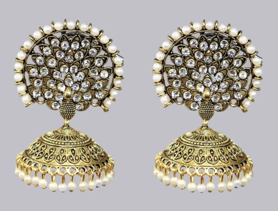 Happy Stoning Beautiful Peacock Inspired Earrings for women & Girls Beads Brass Jhumki Earring