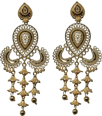 Happy Stoning Large Golde Plated Designer Earrings Brass Jhumki Earring