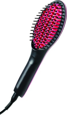 skewed Straight Women's 2 in 1 Ceramic Hair Straightener Brush 01 Simply Straight Hair Straightener(Pink, Black)