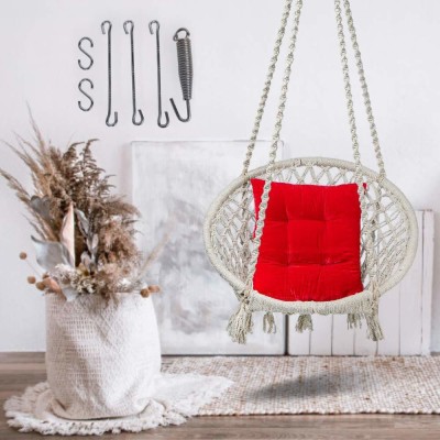 Curio Centre Square shape cushion Swing with Kit Cotton Large Swing(White, DIY(Do-It-Yourself))