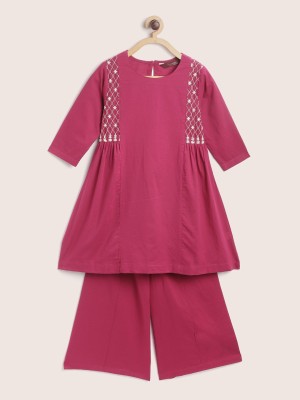 Sangria Girls Casual Kurta and Palazzo Set(Pink Pack of 1)