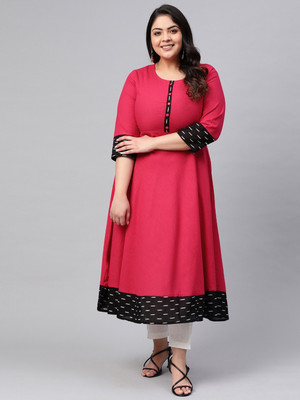 Sitaram Designer Women Ikat A-line Kurta(Red)