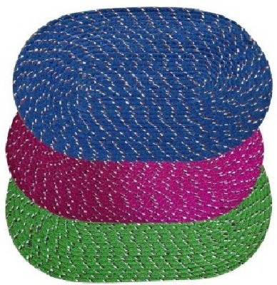 VHD Cotton Door Mat(Green, Blue, Pink, Medium, Pack of 3)
