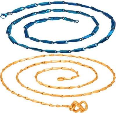 ESG Combo of Gold Plated Italian Stainless Blue King Chain for Men and Women . size 22 inch Platinum, Gold-plated Plated Stainless Steel Chain