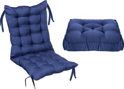 KUBER INDUSTRIES Microfibre Solid Chair Pad Pack of 2(Navy Blue)