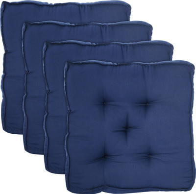 KUBER INDUSTRIES Microfibre Solid Chair Pad Pack of 4(Navy Blue)