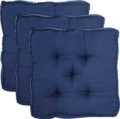 KUBER INDUSTRIES Microfibre Solid Chair Pad Pack of 3(Navy Blue)