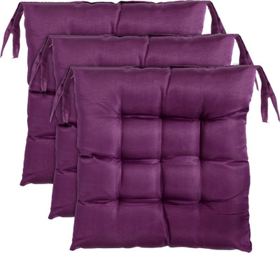 KUBER INDUSTRIES Microfibre Solid Chair Pad Pack of 3(Purple)