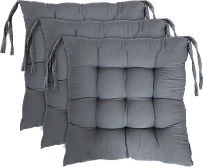 KUBER INDUSTRIES Microfibre Solid Chair Pad Pack of 3(Grey)