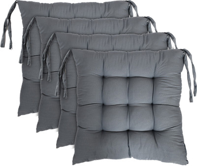 KUBER INDUSTRIES Microfibre Solid Chair Pad Pack of 4(Grey)