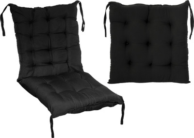 KUBER INDUSTRIES Microfibre Solid Chair Pad Pack of 2(Black)