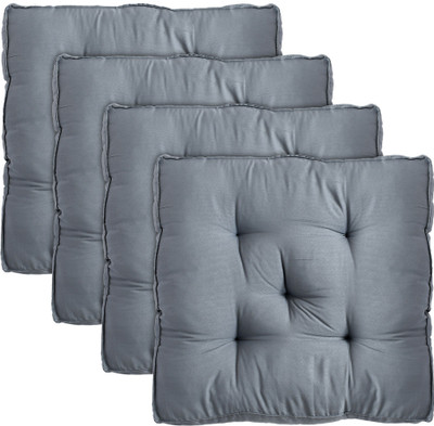 KUBER INDUSTRIES Microfibre Solid Chair Pad Pack of 4(Grey)