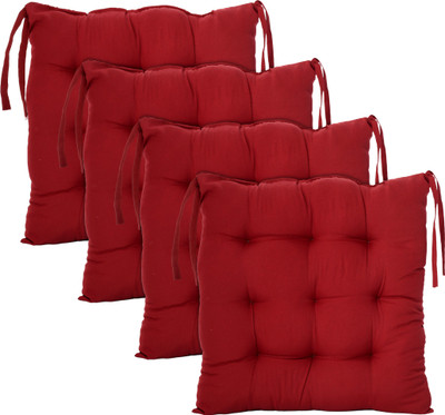 KUBER INDUSTRIES Microfibre Solid Chair Pad Pack of 4(Maroon)