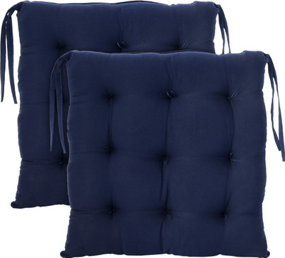KUBER INDUSTRIES Microfibre Solid Chair Pad Pack of 2(Navy Blue)