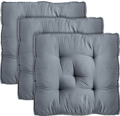 KUBER INDUSTRIES Microfibre Solid Chair Pad Pack of 3(Grey)
