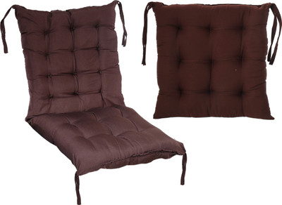 KUBER INDUSTRIES Microfibre Solid Chair Pad Pack of 2(Brown)