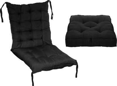 KUBER INDUSTRIES Microfibre Solid Chair Pad Pack of 2(Black)