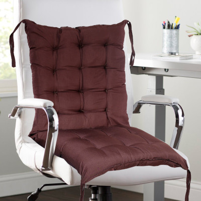 KUBER INDUSTRIES Microfibre Solid Chair Pad Pack of 1(Brown)