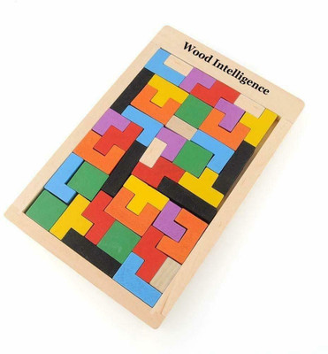 Globular Wooden Tetris Russian Block Jigsaw Puzzle Toy Multicolor(40 Pieces)