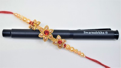 Swarnalekha Rakhi, Pen  Set(1 Premium Bracelet Rakhi Metal Stone Rakhi Rakshabandhan Gift for Brother with 1 Metal Ball Pen Combo Pack of 2 (Item id: 103))